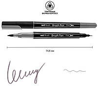 Маркер акварельний Brush Pen SW-25 сірий двосторонній Santi (391025), фото 2