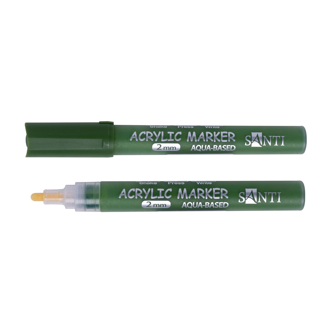 Маркер акриловий SAC-20 зелений хакі 2 мм Santi (391049), фото 1