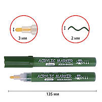 Маркер акриловий SAC-20 зелений хакі 2 мм Santi (391049), фото 2