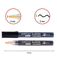 Маркер акриловий SAC-21 чорний 2 мм Santi (391050), фото 2