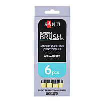 Маркер акварельний Brush Marker SWB-01 світло-жовтий двосторонній Santi (391057), фото 4