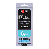Маркер акварельний Brush Marker SWB-15 аквамарин двосторонній Santi (391071), фото 4