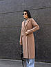 Жіноче бежеве класичне довге пальто кашемір з поясом, фото 4