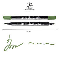 Маркер акварельний Brush Marker SWB-21 зелений хакі двосторонній Santi (391077), фото 2