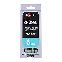 Маркер акварельний Brush Marker SWB-21 зелений хакі двосторонній Santi (391077), фото 4