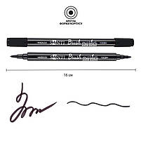 Маркер акварельний Brush Marker SWB-32 чорний двосторонній Santi (391088), фото 2