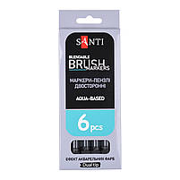 Маркер акварельний Brush Marker SWB-32 чорний двосторонній Santi (391088), фото 4