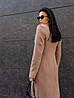 Жіноче бежеве класичне довге пальто кашемір з поясом, фото 5
