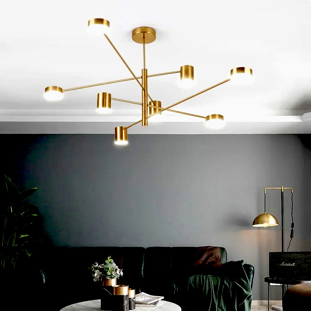 Елегантна LED люстра FLEA з латуні з поворотними ріжками, освітлення до 20 м², фото 1