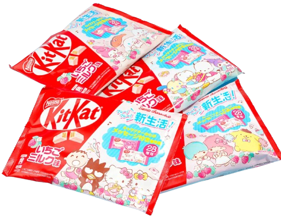 Упаковка шоколадних міні батончиків Nestle KitKat Strawberry Milk Feat Sanrio 10 шт 150 г