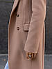 Жіноче бежеве класичне довге пальто кашемір з поясом, фото 10