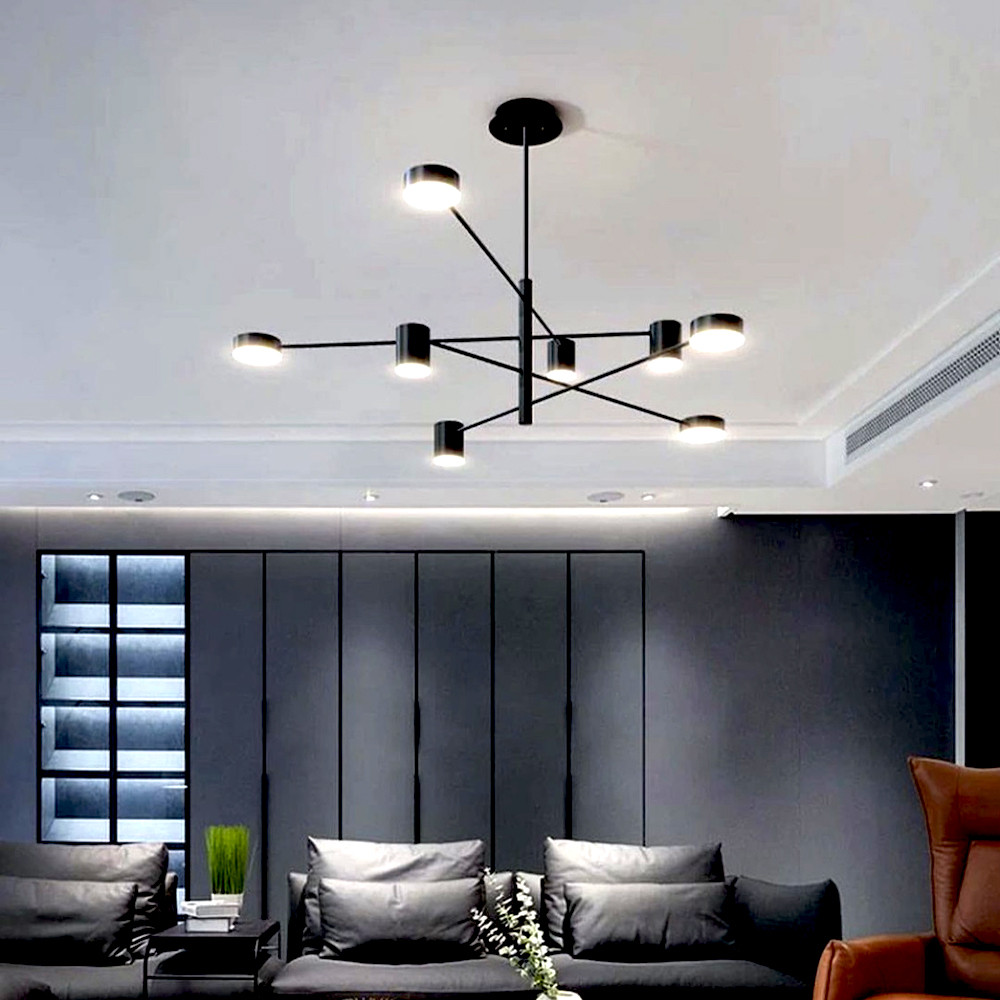 Стильна LED люстра FLEA в чорному кольорі з ріжками, що регулюються для приміщень до 20 м², фото 1