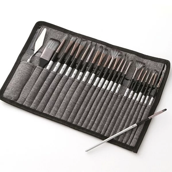 Пензлики для малювання а також шпатель зі зручною ручкою в комплекті йде чохол для пензлів художника, срібло