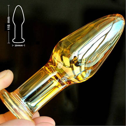 Анальний корок 3.1 см скло затемнене Brown Crystal Plug, фото 1