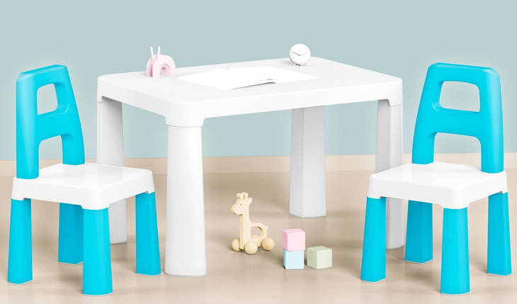 Дитячий стіл і два стільчики Технок (ТЕХ-15400), пластиковий. Блакитний, фото 1
