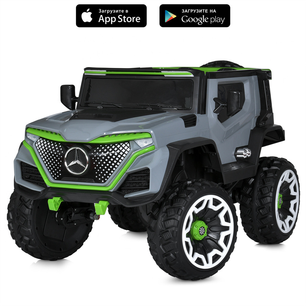 Електромобіль джип Mercedes (4 мотори по 25W, 12V10AH, музика, світло, пульт 2,4G) Bambi M 5912EBLR-11 Сірий, фото 1