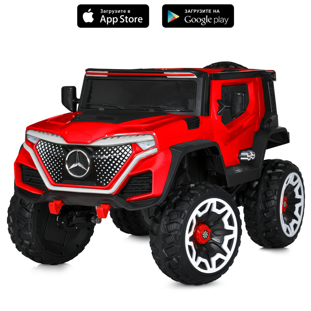 Електромобіль джип Mercedes (4 мотори по 25W, 12V10AH, музика, світло, пульт 2,4G) Bambi M 5912EBLR-3 Червоний, фото 1