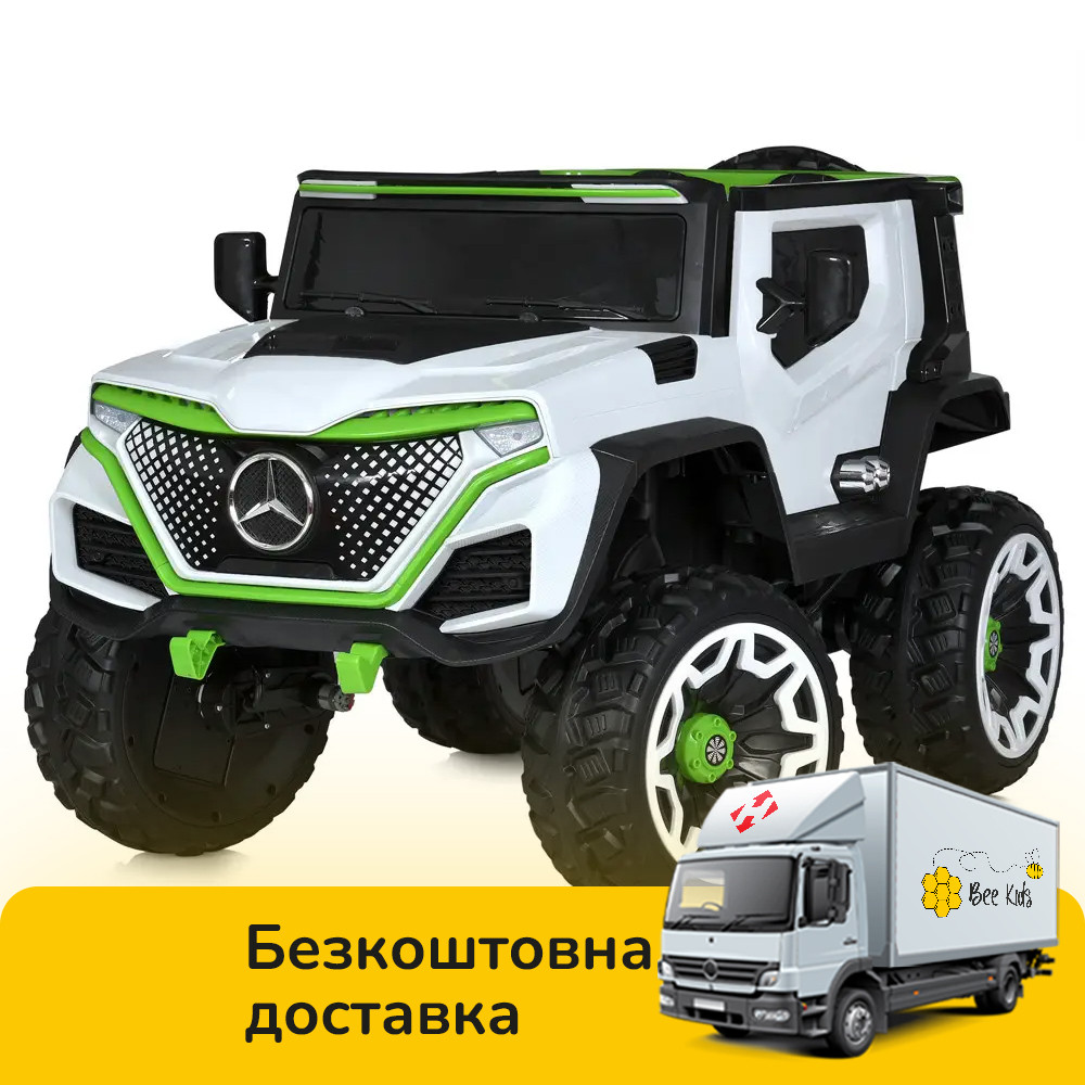 Електромобіль джип Mercedes (4 мотори по 25W, 12V10AH, музика, світло, пульт 2,4G) Bambi M 5912EBLR-1 Білий, фото 1