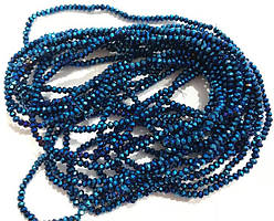 Намистини скло Finding Рондель граненка Синій металік 2 мм