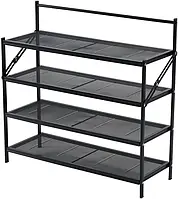 Полиця для взуття 4-ярусна Eco Fabric EF-7124-4 чорна металевий каркас 71×24.5×67.5 см