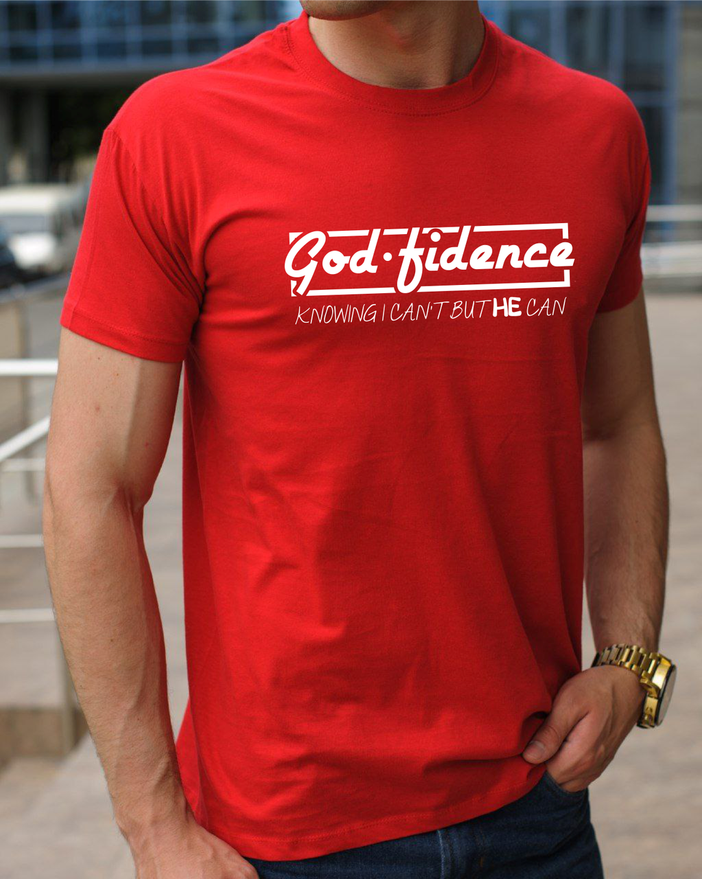 Релігійні однотонні молодіжні футболки з православною символікою God fidence (Бог впевнений),розмір S, фото 1