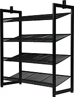 Полиця для взуття 4-ярусна Eco Fabric EF-7529-4 чорна металевий каркас 74×30.5×83.5 см