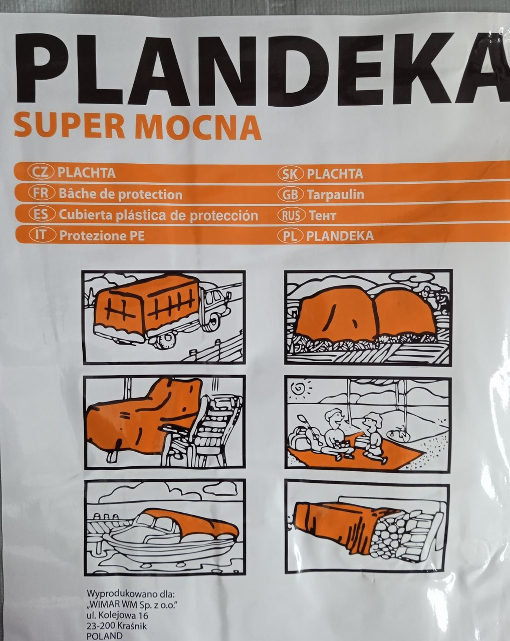 Тент 160 г/м2 4 х 8 м тарпауліновий "PLANDEKA" для захисту від вітру