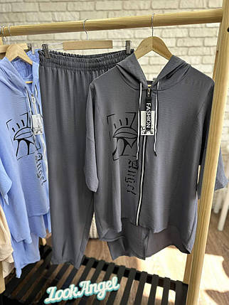 Стильний жіночий костюм, тканина "Жатка" розмір 50, фото 1