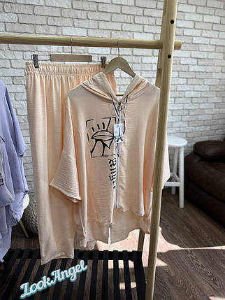 Стильний жіночий костюм, тканина "Жатка" розмір 60, фото 1