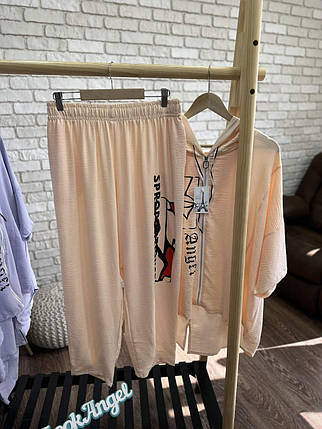 Стильний жіночий костюм, тканина "Жатка" розмір 60, фото 2