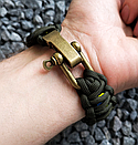 Патріотичний військовий чоловічий браслет з паракорду STRONG з прапором і гербом, фото 6