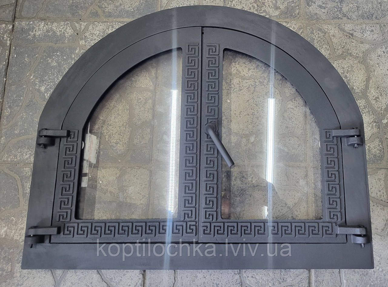 Дверцята чавунні для пічки,мангала,каміна зі склом "Клер"