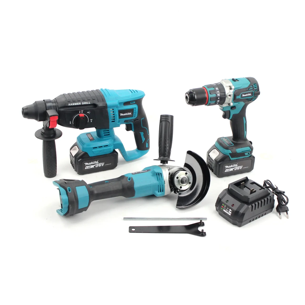 Набір акумуляторного інструменту MAKITA 36V - перфоратор DHR 202, болгарка DGA 540, шуруповерт DDF 484, фото 1