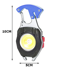 LED ліхтарик W5147 акумуляторний з Type-C 7в1, прикурювач, карабін, ніж, магніт, фото 5