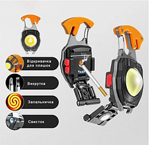 LED ліхтарик W5147 акумуляторний з Type-C 7в1, прикурювач, карабін, ніж, магніт, фото 6