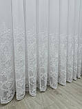 Тюль на основі бамбука з красивою вишивкою. Колір: білий, фото 9