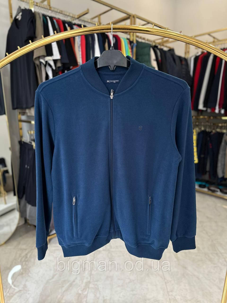 Плюшева кофта бомбер TonyМ 7020 (батал) 3-7XL синя