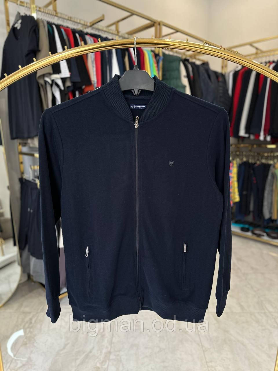 Плюшева кофта бомбер TonyМ 7020 (батал) 3-7XL т-синя