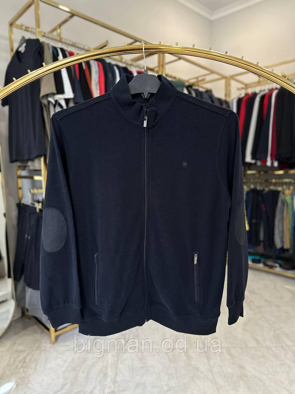 Плюшева кофта стійка TonyМ 7019 (батал) 3-7XL т-синя