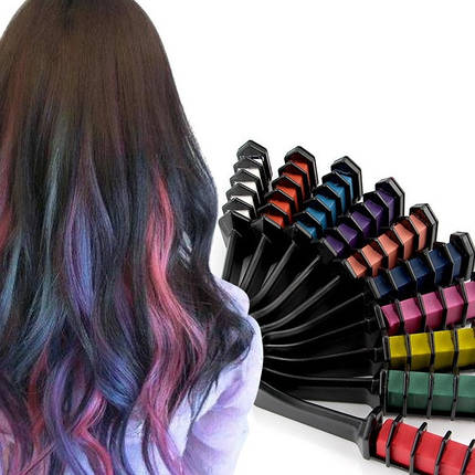 Набір крейди для волосся 10 шт. Hair chalk Різнобарвні барвники гребінець для дітей і дорослих (80)), фото 3