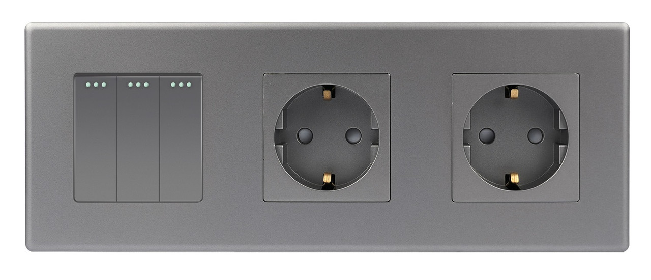 Вимикач (3кл.) + Розетка (2 шт.) 1DAL | Білий (P228-SW3G-STX2.GR)