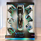 Професійний зручний триммер для волосся VGR 1000 mAh, поворотний триммер 3-12 мм з гребенями для бодігрумеру, фото 6