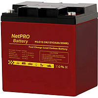 Акумулятор ДБЖ 12 В, Вольт, V, гелевий, 24 Ah, а*год, АН, UPS, карбон, 2000 циклів, швидкий заряд