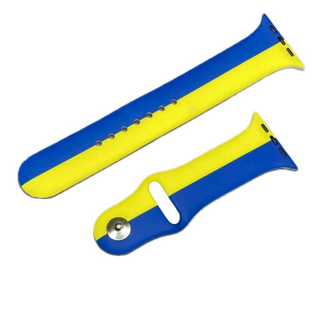 Силіконовий ремінець для Apple watch 38mm/40mm/41mm S ukrainian flag український прапор жовто-блакитний