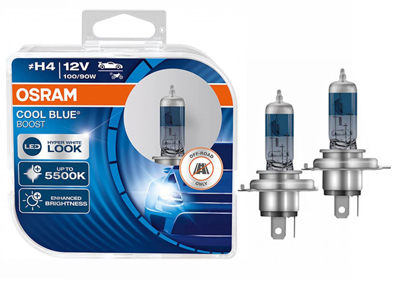 Комплект галогенових ламп Osram 62193CBB Cool Blue Boost PLUS H4 100/90W 12V P43T 10X2 HardDuopet
