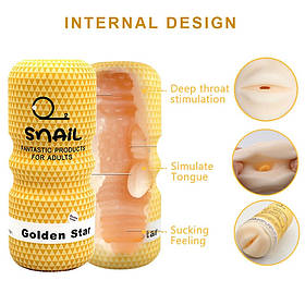 Мастурбатор для чоловіків Snail "Вмілий ротик" — жовтий
