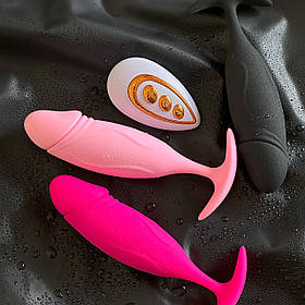 Масажер простати з пультом керування червоно рожевий