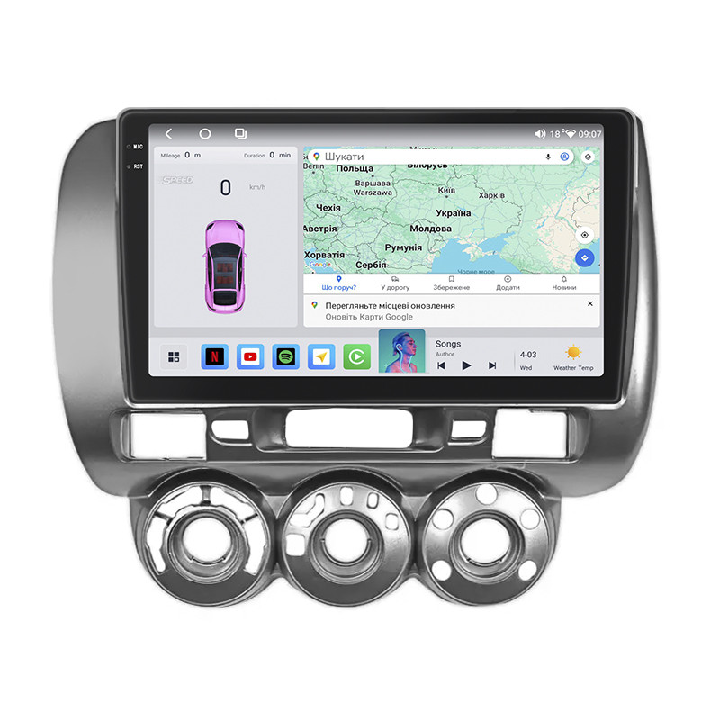 Магнітола Lesko для Honda Jazz I Рестайлінг Manual AC 2005-2008г 9" 4/64 QLED CarPlay 4G Wi-Fi GPS 360 Prime
