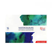 Набір фарб акварельних 16 кольорів, кювета, картон Rosa Studio
