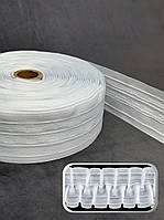 Широка біла тасьма для тюлі та штор (6 см)